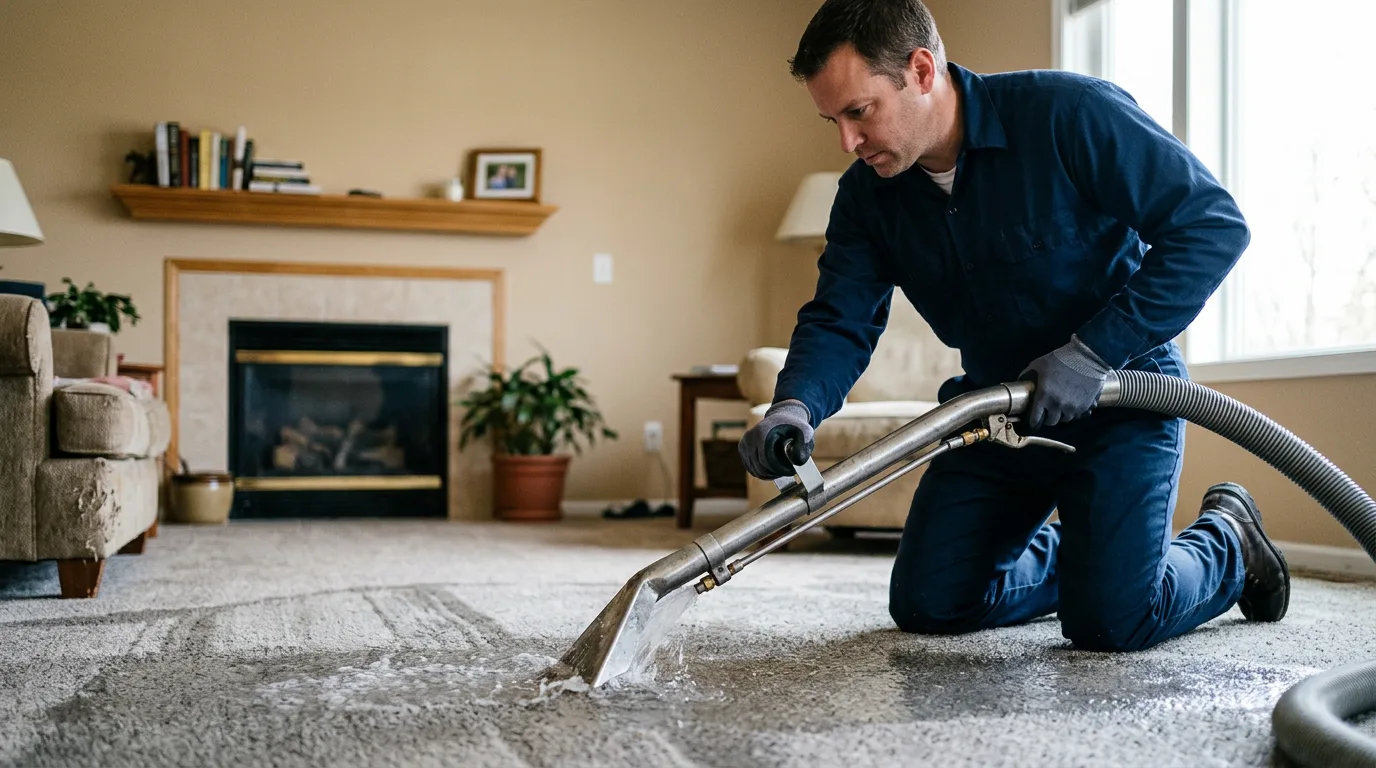 Water damage restoration technician working near Cedar Springs, MI